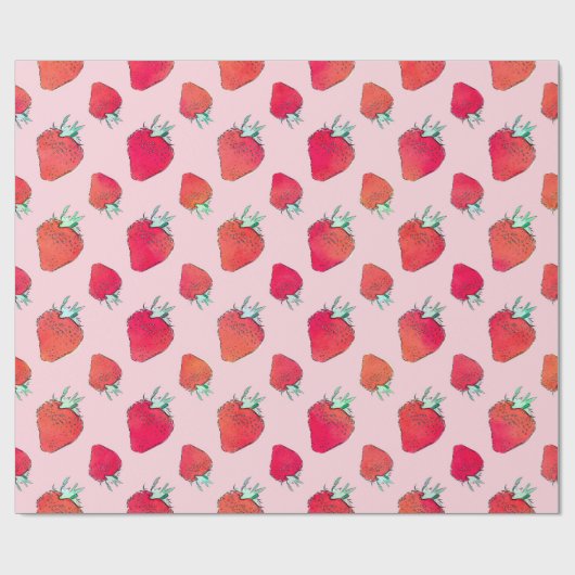  rode aardbeien - roze roze patroon  cadeaupapier (Vlak)