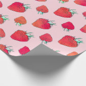  rode aardbeien - roze roze patroon  cadeaupapier (Hoek)