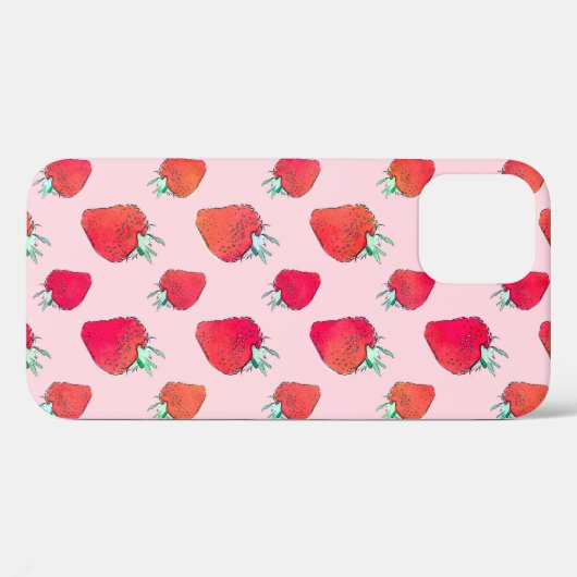 rode aardbeien - roze roze patroon Case-Mate iPhone case (Achterkant (horizontaal))