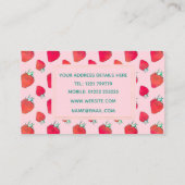  rode aardbeien - roze roze patroon  visitekaartje (Achterkant)