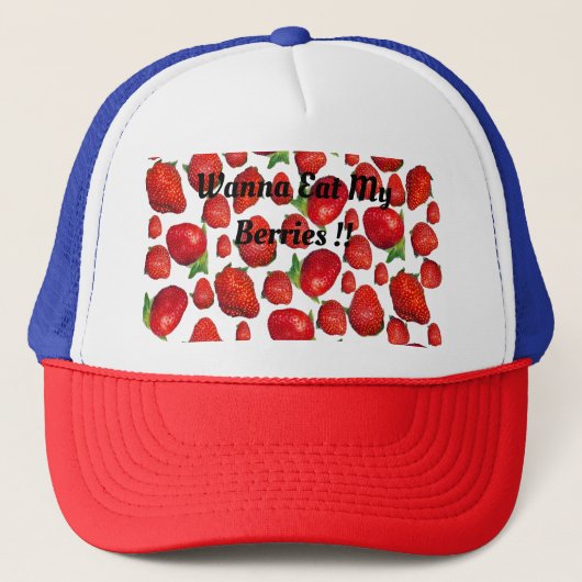 Rode aardbeien, trucker pet (Voorkant)