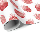 Rode Aardbeien Verjaardag Cadeaupapier (Rol Hoek)
