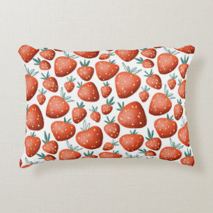 Rode Aardbeien Witte Achtergrond Naadloos Accent Kussen