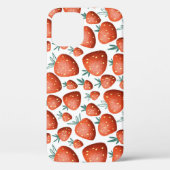Rode Aardbeien Witte Achtergrond Naadloos Case-Mate iPhone Case (Achterkant)