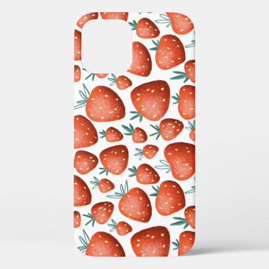Rode Aardbeien Witte Achtergrond Naadloos Case-Mate iPhone Case (Achterkant)