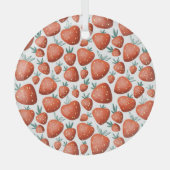 Rode Aardbeien Witte Achtergrond Naadloos Glas Ornament (Voorkant)