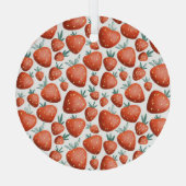 Rode Aardbeien Witte Achtergrond Naadloos Glas Ornament (Achterkant)