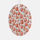 Rode Aardbeien Witte Achtergrond Naadloos Glas Ornament (Voorkant links)