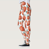 Rode Aardbeien Witte Achtergrond Naadloos Leggings (Links)