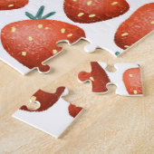 Rode Aardbeien Witte Achtergrond Naadloos Legpuzzel (Zijkant)