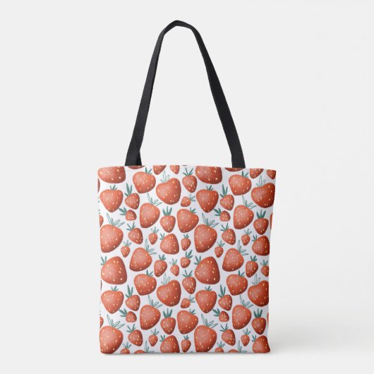 Rode Aardbeien Witte Achtergrond Naadloos Tote Bag (Achterkant)