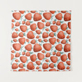 Rode Aardbeien Witte Achtergrond Naadloos Wandkleed (Voorkant (horizontaal))