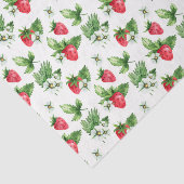 Rode aardbeien, witte bloemen 2 tissuepapier (Detail)
