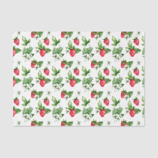 Rode aardbeien, witte bloemen 2 tissuepapier (Voorkant)