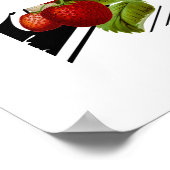  rode aardbeien zwart wit graphic poster (Hoek)