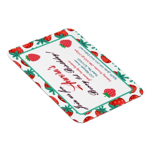 Rode aardbeienbes 1e verjaardag Keepsake Magneet (Rechterzijde)