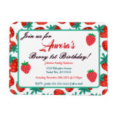 Rode aardbeienbes 1e verjaardag Keepsake Magneet (Horizontaal)