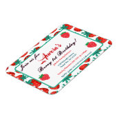 Rode aardbeienbes 1e verjaardag Keepsake Magneet (Linkerzijde)