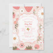 Rode aardbeienbes Eerste 1e verjaardagsfeestje Kaart (Voorkant)