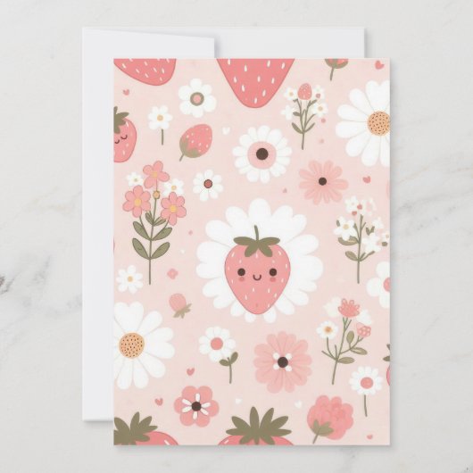 Rode aardbeienbes Eerste 1e verjaardagsfeestje Kaart (Achterkant)