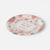 Rode aardbeienbes Eerste 1e verjaardagsfeestje Papieren Bordje (Gekanteld)