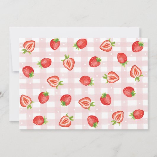 Rode aardbeienbes Eerste Verjaardag Foto Bedankkaart (Achterkant)