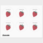 Rode Aardbeienfruit gepersonaliseerde naam Ronde Sticker (Vel)