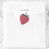 Rode Aardbeienfruit gepersonaliseerde naam Ronde Sticker (Tas)