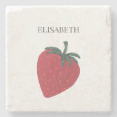 Rode Aardbeienfruit gepersonaliseerde naam Stenen Onderzetter (Voorkant)