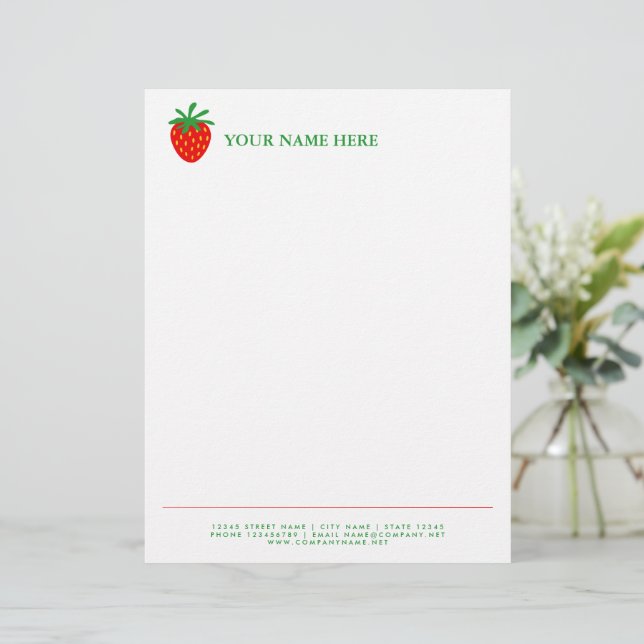 Rode aardbeienfruit logo letterhead sjabloon briefhoofd (Staand voorkant)