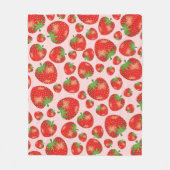Rode aardbeienfruitpatroon op lichtroze fleece deken (Voorkant)