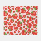 Rode aardbeienfruitpatroon op lichtroze fleece deken (Voorkant (Horizontaal))