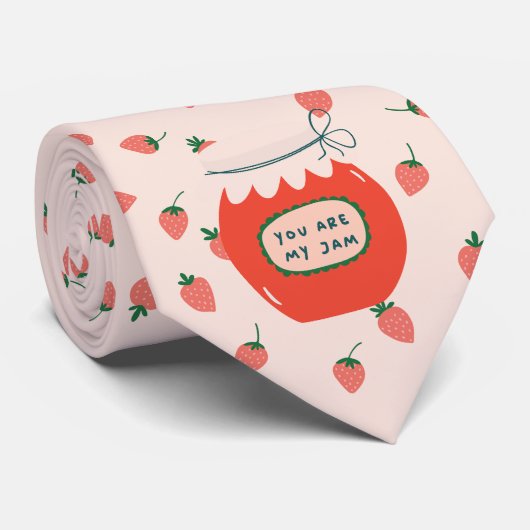 rode aardbeienjam stropdas (Opgerold)