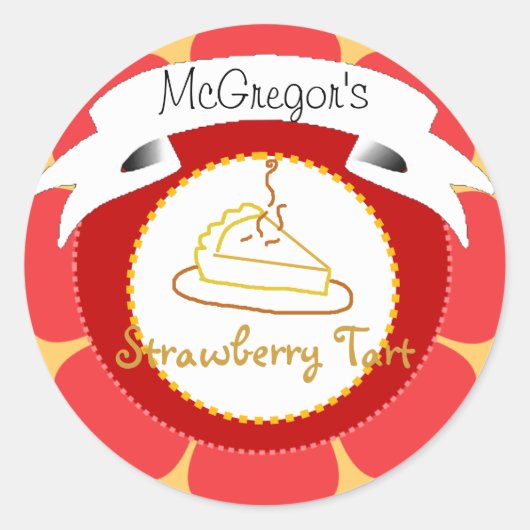 Rode aardbeientaart label (Voorkant)