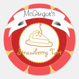 Rode aardbeientaart label