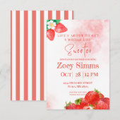 Rode Aardbeienthema Uitnodiging voor Douche (Voorkant / Achterkant)