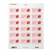 Rode aardbeivrucht op roze met aangepaste tekst etiket (Full Sheet)