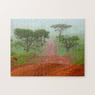 Rode Aarde Weg Veldt Mist Zuid-Afrika. Legpuzzel
