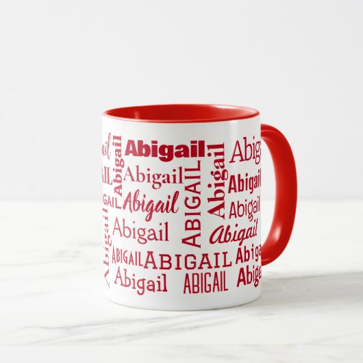 Rode ABIGAIL naam op wit Mok (Voorkant rechts)