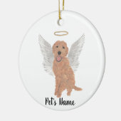 Rode Abrikozenkleurige Golden Doodle-herdenkingspi Keramisch Ornament (Links)