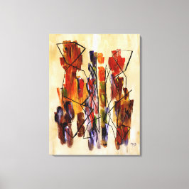 Rode Abstract Etnisch Paar Beige Canvasprint Canvas Afdruk