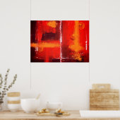 Rode Abstract Expressionistische Schilderij Print (Keuken)