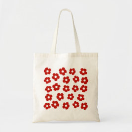 Rode Abstract Handgeschilderde Bloempatroon Boodsc Tote Bag