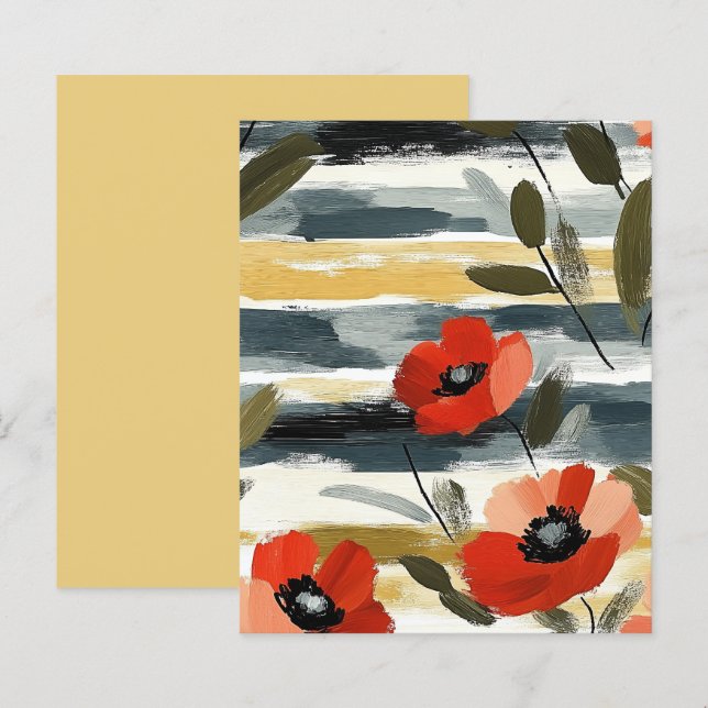 Rode Abstract Klaproos Bloem Scrapbook Papier (Voorkant / Achterkant)