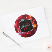 Rode abstract mozaïek glanzend glitterspatroon Swe Ronde Sticker (Envelop)
