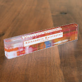 Rode Abstracte Aangepaste Naam Kleurrijke Desk Acc Naambordje (Zijkant)