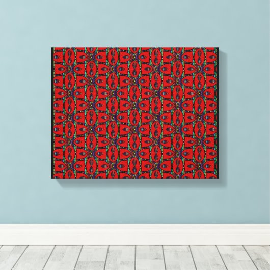 Rode Abstracte bloemen floreren Moderne kunst Canvas Afdruk (Insitu (Houten vloer))