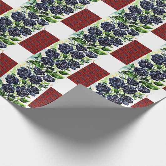 Rode Abstracte bloemen floreren zwarte rozen Patro Cadeaupapier (Hoek)