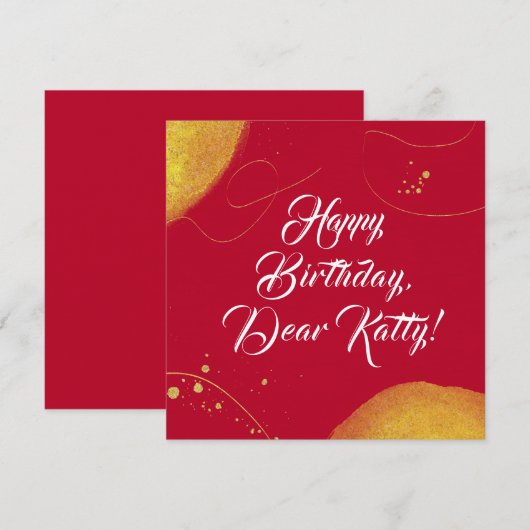 Rode abstracte elegante minimalistische gelukkige  (Voorkant / Achterkant)