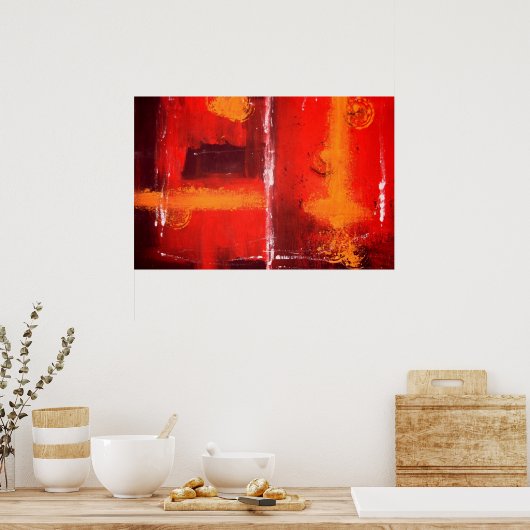 Rode Abstracte expressionist die het Poster van de (Keuken)